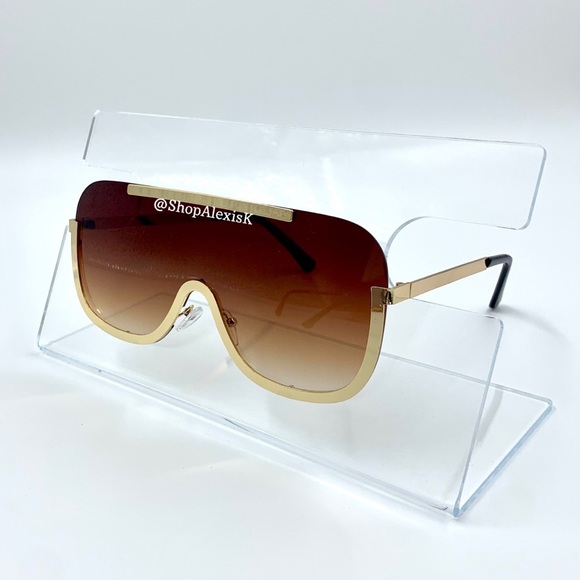 Shield Sunglasses - Brown / Gold - Picture 2 of 2